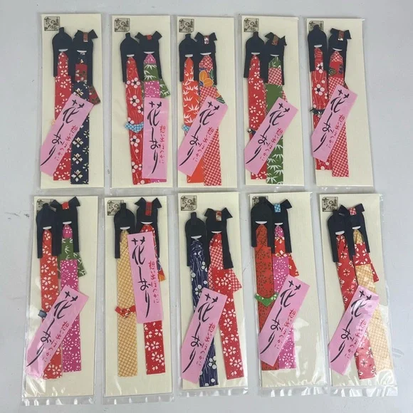 20 Vintage Japanese Style Origami Paper Geisha Doll Bookmarks New - Picture 2 of 12